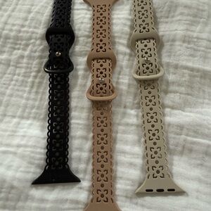 Elegant Floral Cutout silicone Apple Watch Bands - Black, Brown, and Cream